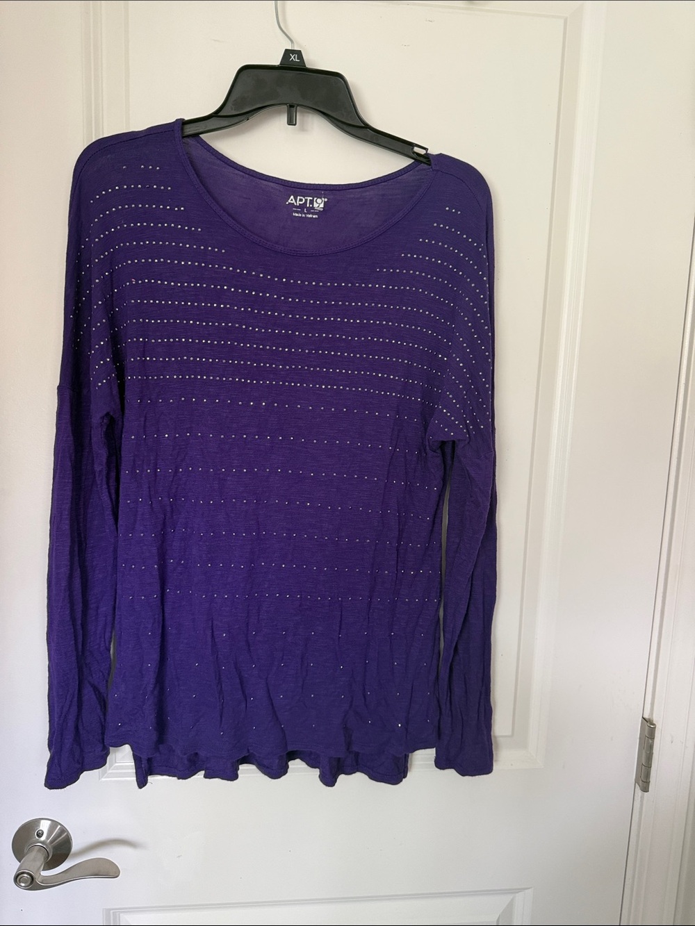 Apt. 9 Purple Long-Sleeve Studded Crewneck Top
